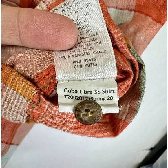 Toad & Co Cuba Libre Shirt Men’s Large Orange Plaid Organic Cotton Button Front - Picture 5 of 8